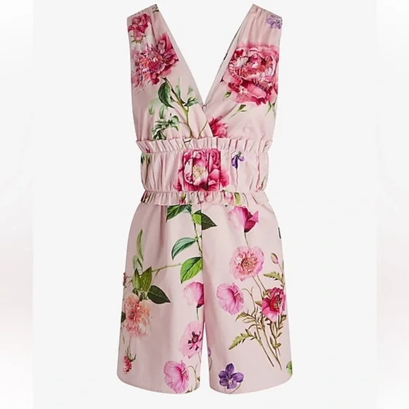 EUC Express Embellished Floral Romper - Picture 3 of 8